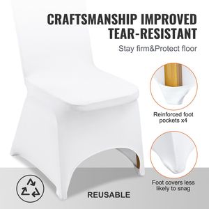 50 pezzi coprisedie bianche elasticizzati Spandex coprisedie pieghevoli universali coprisedie protettive lavabili anteriori arcuate per - Product Image 5