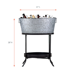 Bañera para bebidas de metal galvanizado martillado y cónico, cubo de hielo grande, bañeras portátiles para cerveza y vino para fiestas, uso interior y exterior - Product Image 6