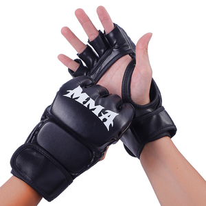 Guantes de MMA de Medio Dedo, Cuero PU, Cierre de Velcro, Rojos, Unisex, para Entrenamiento de Artes Marciales - Product Image 3