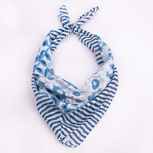 Écharpe carrée en coton rayée bleue et blanche, motif à pois, décontractée, printemps-été, bandana unisexe, 53x53cm, écologique, de haute qualité - Product Image 3