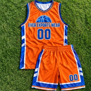 2026 Custom Basketball Jersey and <b>Shorts</b> Set <b>Orange</b> Blue Custom Team Uniform Wholesale Sleeveless Sportswear for Schools - Product Image 4