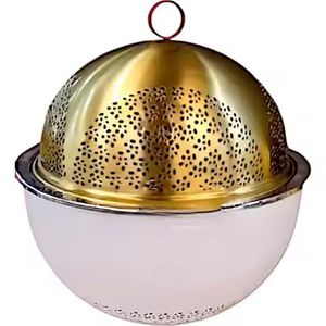 Juego de 3 cacerolas de lujo con diseño acanalado, calentadores de alimentos premium, olla de acero inoxidable con acabado pulido espejo y asas triangulares modernas - Product Image 4