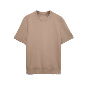 T-shirt col rond pour homme, manches courtes, tricoté, uni, décontracté, usage quotidien, logo personnalisé, grossiste fournisseur Pakistan Chine, personnalisation possible - Product Image 4