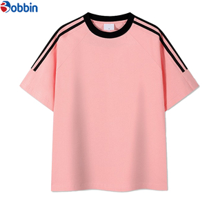 BOBBIN INDUSTRIES Camiseta Personalizada para Hombre, Tallas Grandes, Estilo Urbano, Costuras en Contraste, Franja en el Hombro, Manga Corta, Corte Regular, 100% Algodón - Product Image 1
