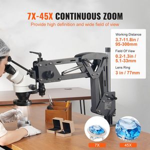 Microscope à bijoux avec grossissement 7X et 45X et support pour micro-bijoux incrustés - Product Image 2
