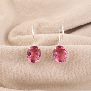 Magnifiques boucles d'oreilles en tourmaline rose, faites à la main, en argent sterling 925, bijoux pour femmes et filles, à porter lors de fêtes. - Product Image 1