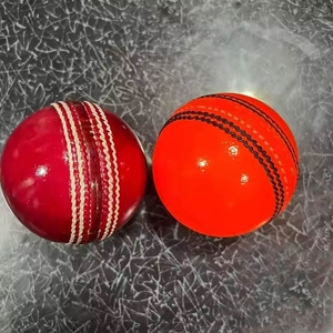 HOLDEN INDUSTRY High Quality Grade Hard Seasoned Leather Double-Stitched Ambidextrous Cricket <b>Ball</b> Red Color for Indoor/Outdoor - Product Image 1