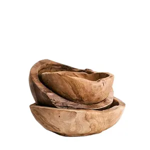 Natural Wood Finished Serving Bowl Manufacturer and Exporter Custom Design round Wooden Salad Serving Bowl Supplier