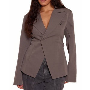 Nouvelle Arrivée 2026 – Blazer Femme Grande Taille XL Col V Profond Coupe Ajustée Un Bouton – Ensemble Tendance Haut de Gamme – Personnalisation OEM ODM Vente en Gros - Product Image 1