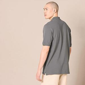 Polo gris para hombre, manga corta, casual, liso, tela transpirable, logotipo personalizado, OEM, ODM disponible - Product Image 2