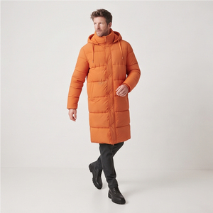 Vestes longues matelassées à capuche pour homme – Manteaux d'hiver décontractés et tendance pour l'extérieur – Vestes longues boutonnées et zippées pour homme - Product Image 3