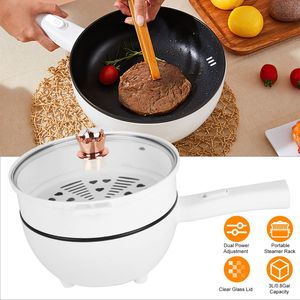 Marmite électrique à long manche avec poêle antiadhésive, cuiseur à nouilles rapide portable, contrôle de puissance double, cuiseur vapeur et spatule - Product Image 3
