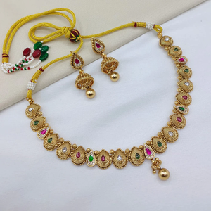 Ensemble de collier de créateur en pierre de Pota et perles JewelEMarket Premium, plaqué or, bijoux ethniques traditionnels pour mariée, pour femmes - Product Image 3
