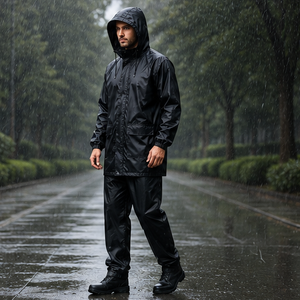 Ensemble imperméable pour homme, veste et pantalon en polyester à manches longues, noir, toutes saisons, vêtements d'extérieur - Product Image 6
