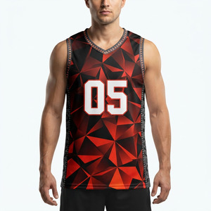 Maillot de basket sans manches pour homme, maillot de basket col en V pour homme, maillot de basket sublimé pour homme, entraînement sportif en salle de sport - Product Image 6