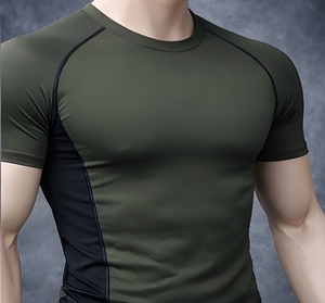 Camiseta Deportiva de Compresión para Hombre, Ajustada al Cuerpo, de Algodón Elástico, para Gimnasio, Entrenamiento, Running, Venta al Por Mayor - Product Image 1