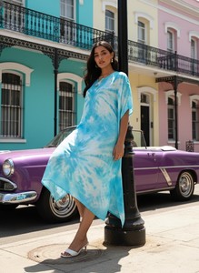 High Quality Designer Rayon <b>Kaftan</b> Tie Dyed <b>Summer</b> Daily Wear Regular Fit Sweetheart neck at Best Price by Supplier - Product Image 3