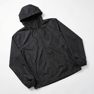 Chaqueta Cortavientos Negra con Capucha |   Anorak con Cierre de Media Cremallera |   Chaqueta Cortavientos Ligera de Estilo Urbano |   Fabricante OEM Personalizado - Product Image 1