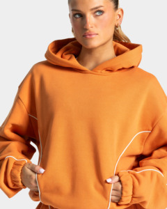 Conjunto Deportivo de 2 Piezas para Mujer, Color Naranja Calabaza, Talla Grande, Lavado Ácido, Estampado, Puños Elásticos, Forro de Tela, Calidad Premium - Product Image 4