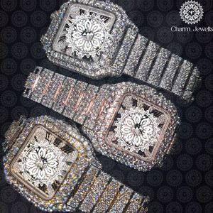 Charm Jewellis Montre de luxe en acier inoxydable avec diamants, analogique, à quartz, 36 mm, fermoir pliant, unisexe - Product Image 6