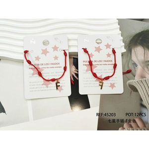 Braccialetto con Nodo a Sette Stelle Lettera F in Acciaio Inossidabile, Ciondolo alla Moda Unisex, Gioiello Regalo - Product Image 3