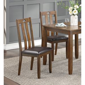 Transitional Style 5pc Dining Set <b>Brown</b> Finish Wooden <b>Table</b> & 4 Side Chairs with Upholstered Seats Kitchen Furniture - Product Image 3