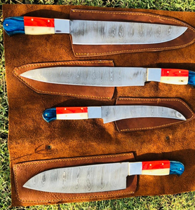Juego de Cuchillos de Chef Hechos a Mano de Acero de Damasco para Cocina, Colección de Hojas Forjadas Premium con Excepcional Afilado y Comodidad - Product Image 3
