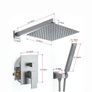 Sistema Doccia Maschio NPT in Nichel Spazzolato con Soffione a Pioggia da 10 Pollici e Set Rubinetto a Maniglia per Bagno e Vasca - Product Image 5