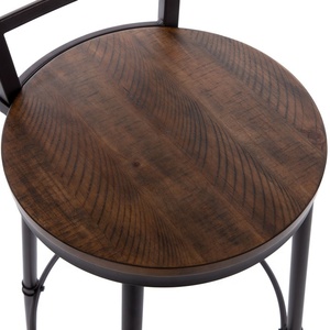 Silla de Bar de diseño industrial vintage con marco de hierro y madera sólida, respaldo y reposapiés para Hotel, comedor, Bar, Pub, Club, café, uso - Product Image 3