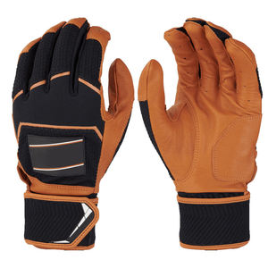 Guante de Bateo Deportivo Qaswa de Cuero con Correa de Cierre de Muñeca Personalizada, Combinación de Colores Negro y Marrón (Tan) para Entrenamiento - Product Image 1
