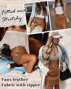 Minifalda de Cuero Personalizada para Mujer, Cintura Alta, Corte Ajustado, con Cierre, Fabricante OEM ODM, Venta al Por Mayor Directa de Fábrica, Pedidos al Por Mayor - Product Image 4