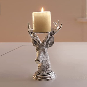 Porte-bougie en aluminium plaqué argent en forme de renne pour salon, éclairage de Noël élégant, support de bougie pour cadeau - Product Image 6