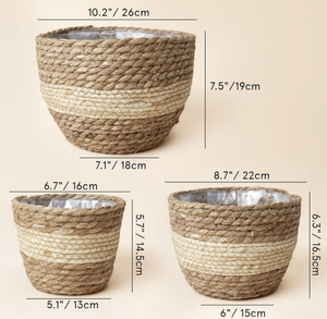 Pots de rangement au sol en jonc de mer sculptés à la main, style rétro, fabriqués au Vietnam, avec poignées, tressés à la main, écologiques, durables, capacité 24L - Product Image 6