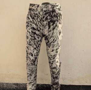 Pantalon Homme Taille Haute Imprimé Vache en Fausse Fourrure Style Décontracté Automne Boutons Coupe Slim Coton Respirant Léger Tricoté - Product Image 2