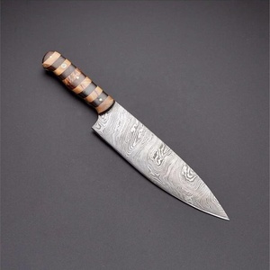 Custom Handmade Modern Chef <b>Knife</b> Wood Handle Extra <b>Sharp</b> Forged Damascus Steel Blade 8in Length Ambidextrous - Product Image 3