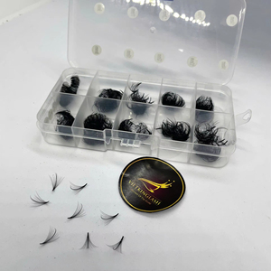 Extensiones de Pestañas de Volumen en Racimo, Hechas a Mano en Vietnam, Curva D, Aspecto Natural, PBT Coreano - Product Image 1