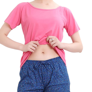 Ensemble 2 pièces pour femmes, haut à manches courtes en coton, col rond, avec motif à pois, short bleu, tenue décontractée pour le printemps et l'été - Product Image 6