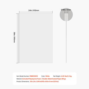 Lot de 12 plaques de mousse blanches de 24 x 36 pouces, épaisseur 3/16 pouces, double face, sans acide, pour l'artisanat et le montage sur polyfoam - Product Image 4