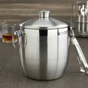 Cubo de hielo metálico de lujo con asa resistente y acabado elegante, perfecto para enfriar vino, champán y cerveza en el bar del hogar. - Product Image 4