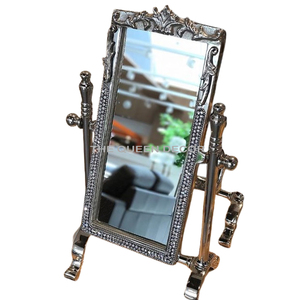 Fancy Design Portable Feature Aluminum Metal <b>Silver</b> Color Tabletop <b>Mirror</b> With Amazing Frame Stand Home Decor - Product Image 1