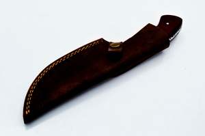 Cuchillo Bowie de Caza, Acero de Damasco, Mango de Madera de Olivo, Borde Parcialmente Dentado, Herramienta Multifuncional para Campismo al Aire Libre, Ligero - Product Image 3