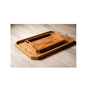 Plateaux en bois de qualité antique, taille personnalisable, meilleure qualité, produits faits à la main, plateaux en bois pour le stockage des aliments, fabriqués en Inde - Product Image 1