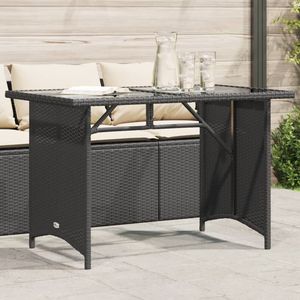 Tavolo da giardino in Poly Rattan nero con 43.3 in vetro \ "x26.8 \" x27.6 \" - Product Image 1