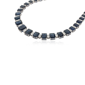 Nuevo Collar de Tenis Moderno con 47.64 Ct. de Zafiro Azul y Diamantes, Joyería Fina de Oro Blanco Sólido K18 para Novias y Bodas - Product Image 5