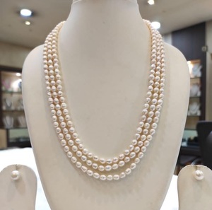 Ensemble collier et boucles d'oreilles Mala en perles véritables de qualité supérieure, pour femmes et filles, collection pour mariage et fêtes. - Product Image 1