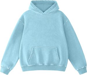 Sudadera con Capucha Unisex Azul Claro, Modelo 2026, Holgada, de Algodón y Felpa, Color Sólido, con Bolsillos, Estilo Casual para Otoño - Product Image 3