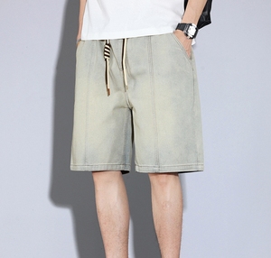 Pantalones Cortos Bermuda Casuales para Hombre, Color Azul Claro, de Algodón, con Cordón en la Cintura, Bolsillos, Tejido Transpirable, Corte Medio - Product Image 6