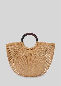HOT SELLING Vintage Durable <b>Lightweight</b> Foldable Large Capacity Rattan Handbag Woven Summer <b>Beach</b> <b>Bag</b> Women Travel Shopping - Product Image 6