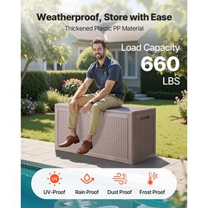 Contenitore da Esterno in Resina da 100 Galloni, Impermeabile, per Mobili da Giardino, Giocattoli, Asciugamani, per Cortile o Esterni, 100% Impermeabile - Product Image 2