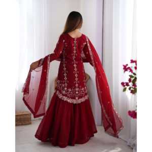 Ensemble de costumes élégants pour femmes, haut et bas et dupatta fantaisie pour les fêtes - Product Image 6